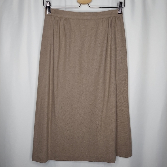 Tailored By Handmacher 60's Skirt Suit Set XS/S 10 Beige Button Velour High Neck - Picture 4 of 16